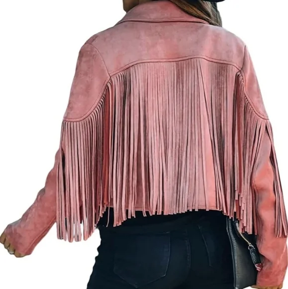 Pink fringe jacket